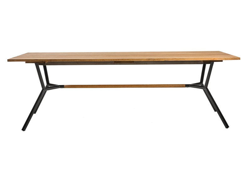 Reef Rectangular 29.5" Dining Table, Teak, Stainless Steel, 29.13" H x 70.88" W x 39.38" D