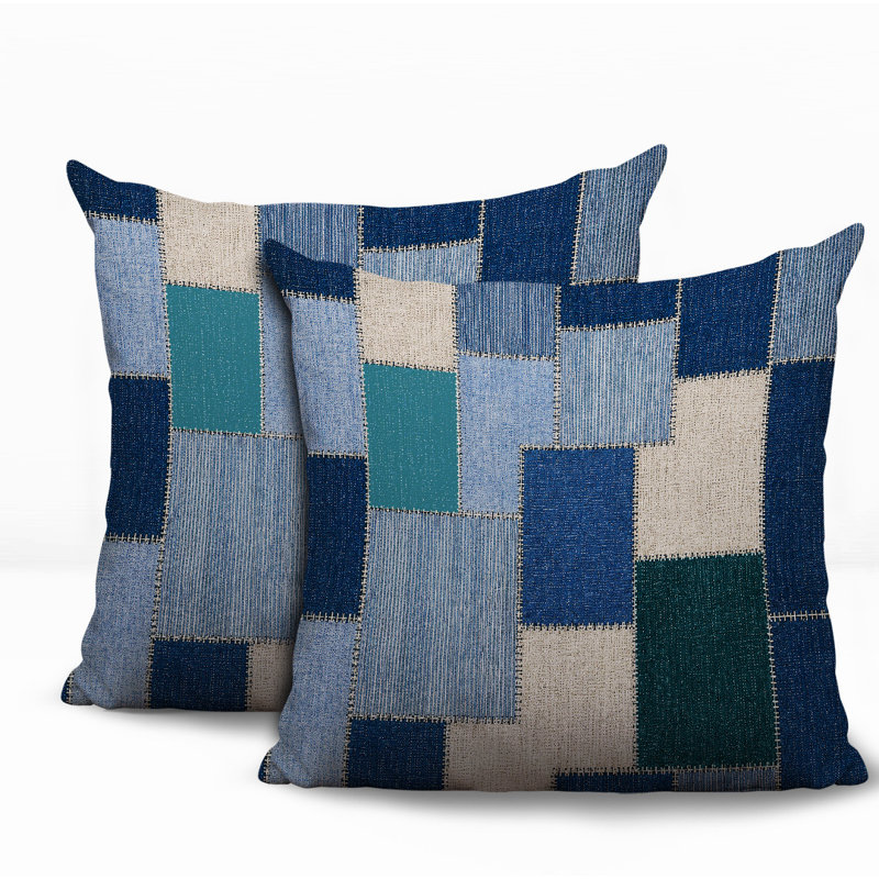 Oreiller réversible intérieur / extérieur Kazie, 18x18, Teal