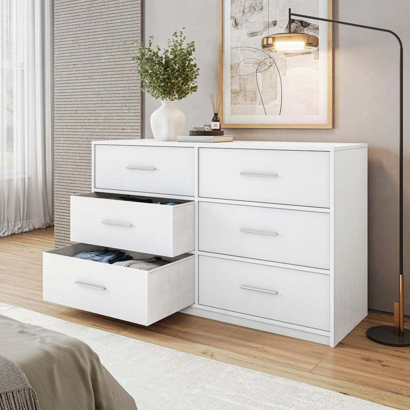 Commode 6 tiroirs, Blanc