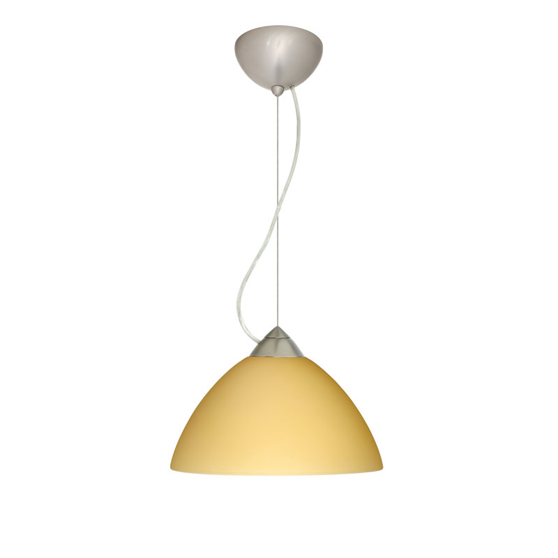 Tessa 1 - Light Single Pendant, Satin Nickel, LED, Red Matte