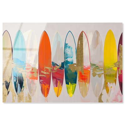 Décoration murale en acrylique Surfboard Horizons II par Art Remedy, prête à être accrochée