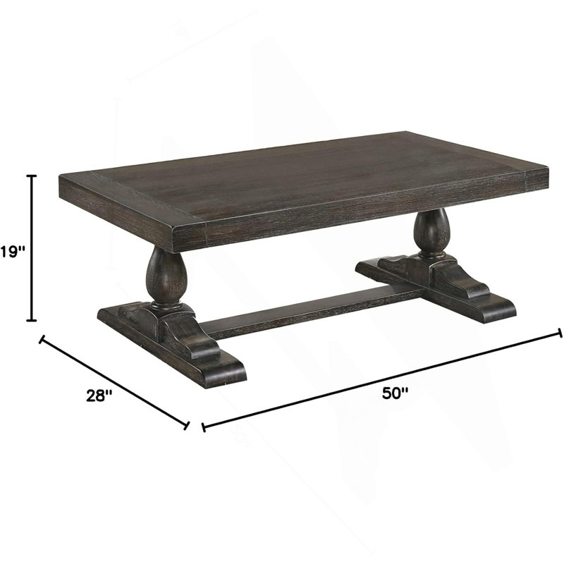 Table basse en bois massif 52 po, Gris foncé