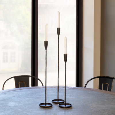 3 Piece Iron Tabletop Candlestick Set