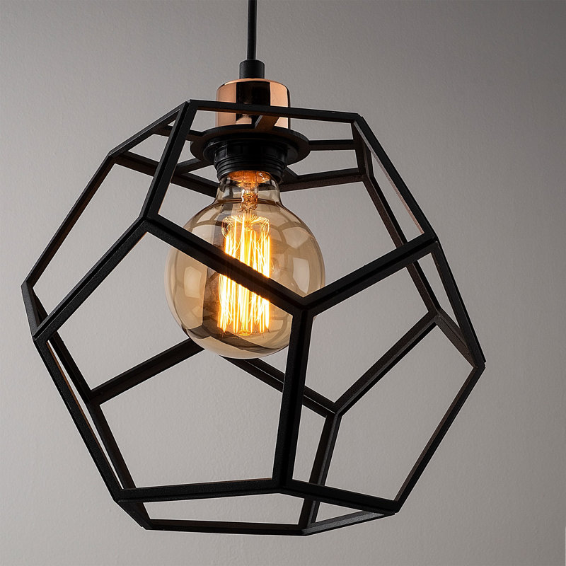 Lustre industriel moderne, noir et bronze, 19,7 po de diamètre, hauteur réglable jusqu'à 47,2 po | Corps en métal, 3 x douilles E27 de 40 W maximum | Luminaire élégant pour la salle à manger et les espaces de vie, classé IP20
