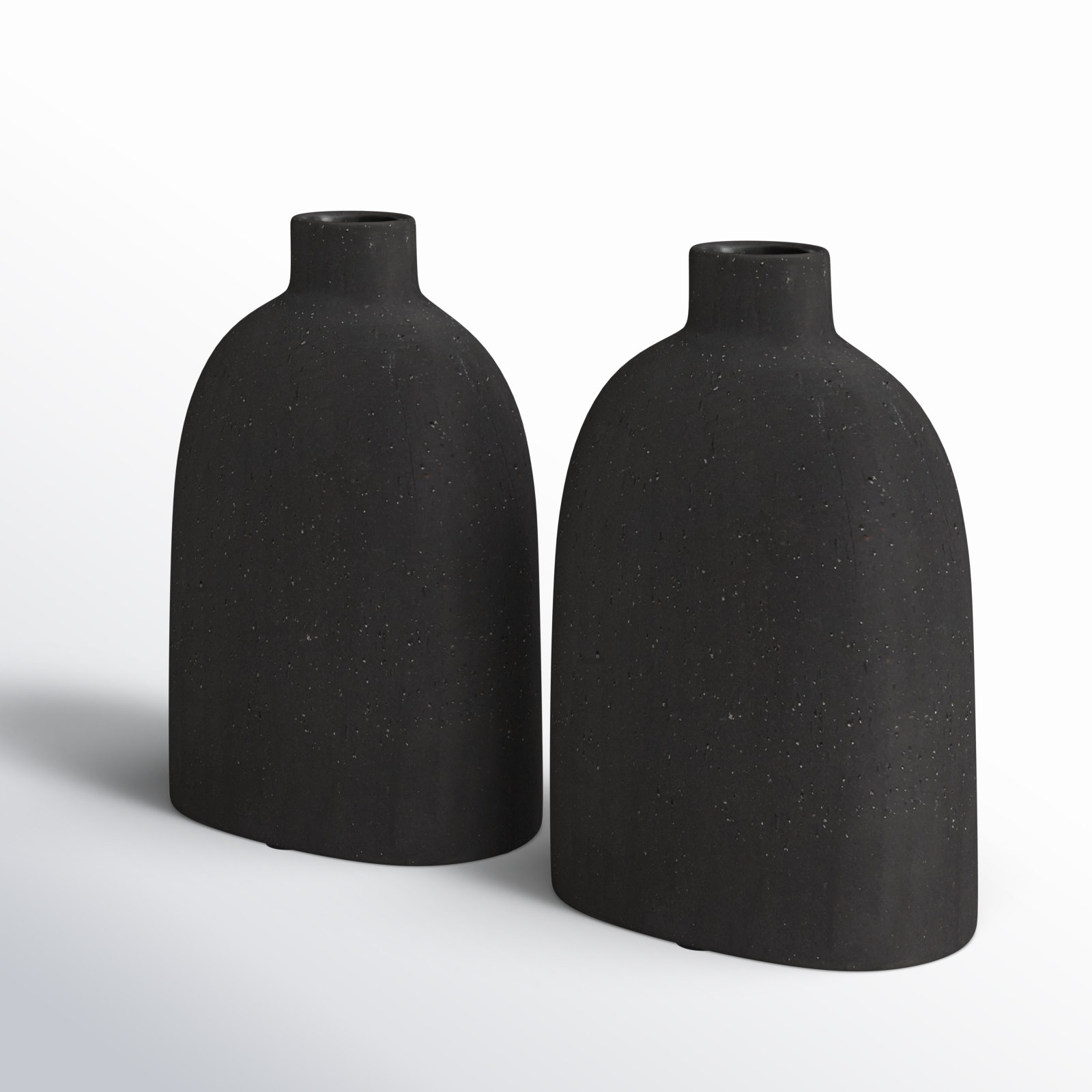 Abie Handmade Ceramic Table Vase, 3.937" H x 4" W x 2.5" D, Black
