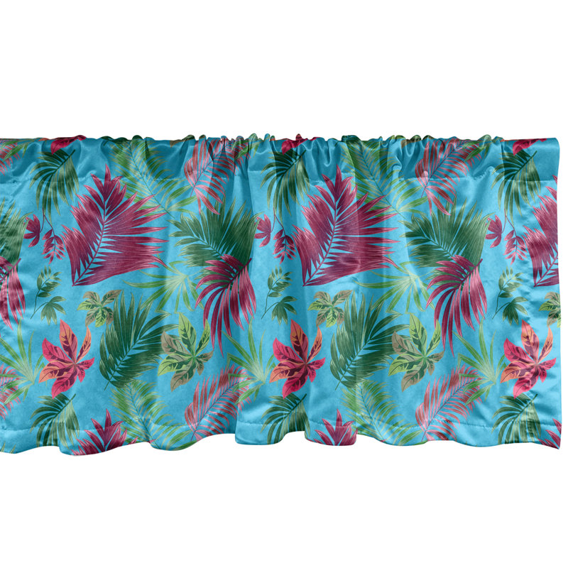 Ambesonne Summer Valance Pack of 2 Tropical Foliage on Blue Sky Blue and Multicolor