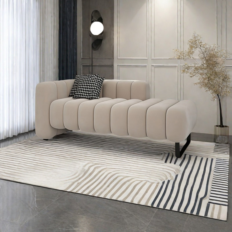 Banc rembourré en tissu, H 26,77 po x l 70,86 po x P 27,55 po