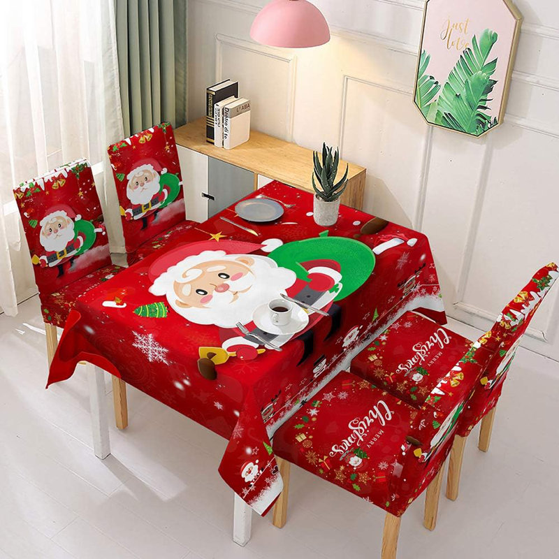 Housse de chaise de Noël 4 pièces, Rouge / Vert