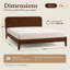 Structure de lit grand de qualité supérieure Woodmere avec tête de lit Symmetry, lit plateforme en bois massif, support de lattes en bois, pieds fuselés en bois massif, aucun sommier nécessaire, style Mid-Century moderne (noyer)-235483089-235483090-235483054