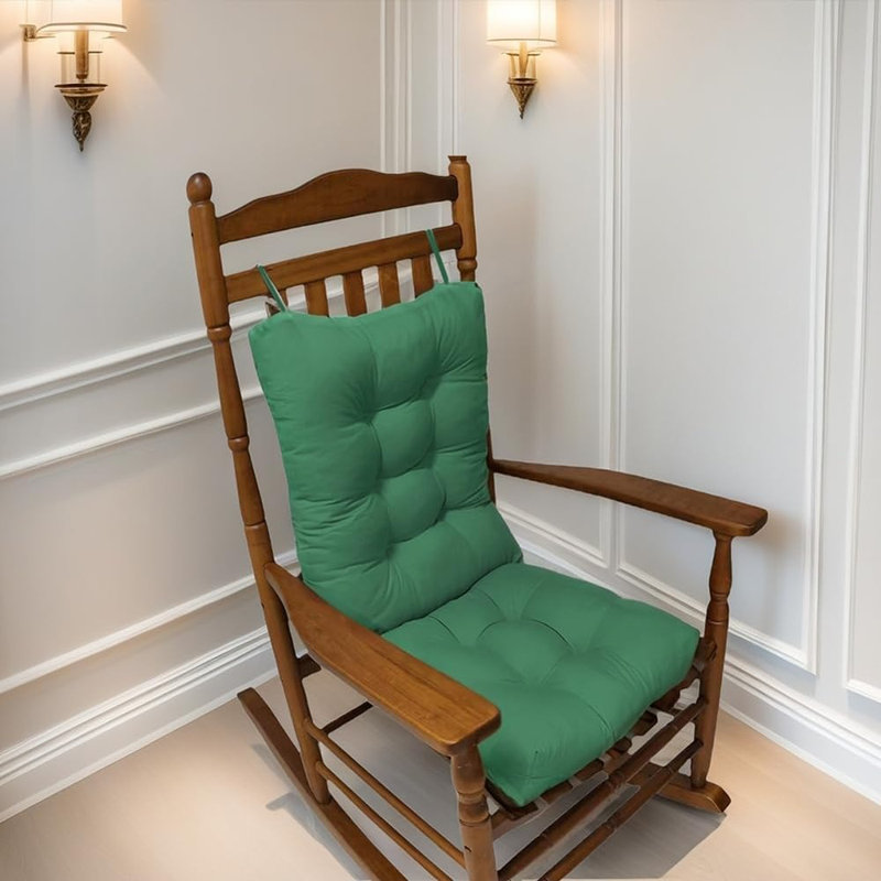 Ensemble de coussins de chaise berçante, coussins de chaise de patio, coussins de chaise capitonnés pour meubles berçants, coussins de siège d'intérieur avec attaches (vert foncé)
