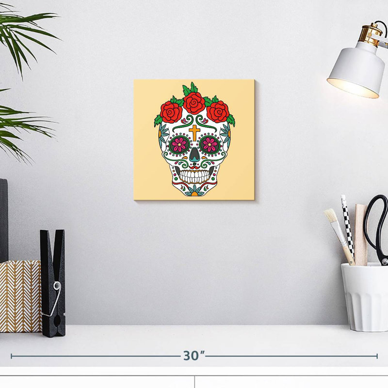 Kerner Mexican Floral Skull, 10" H x 10" W