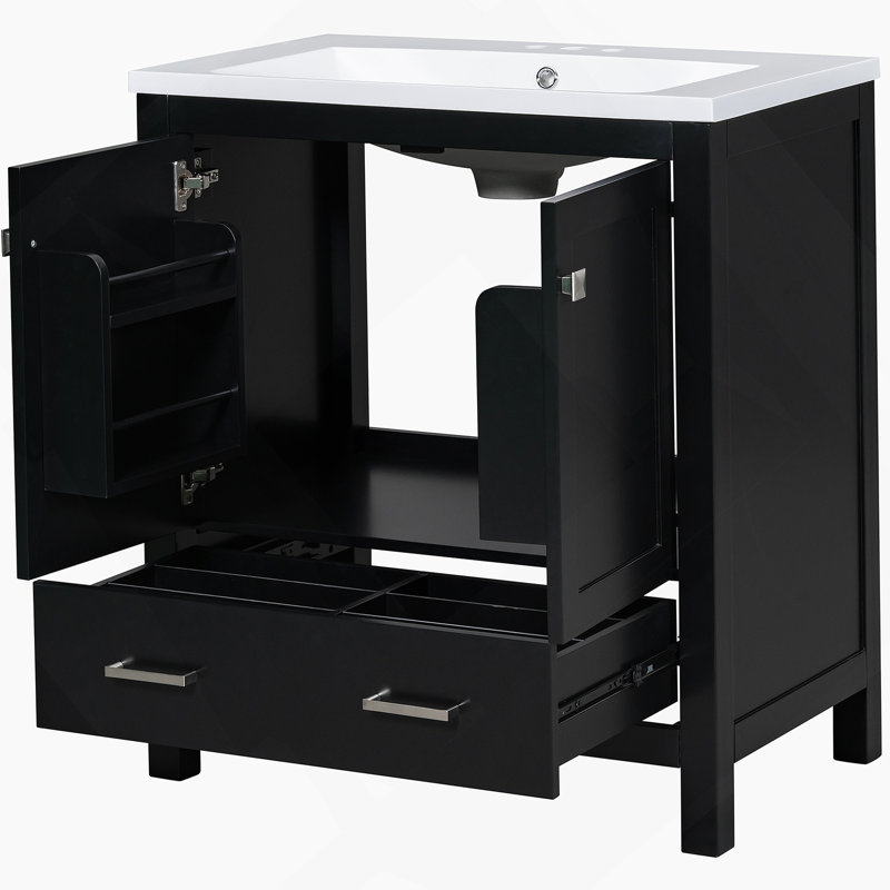 Meuble-lavabo de 30 po avec lavabo simple et armoire encastrée Combo, Noir