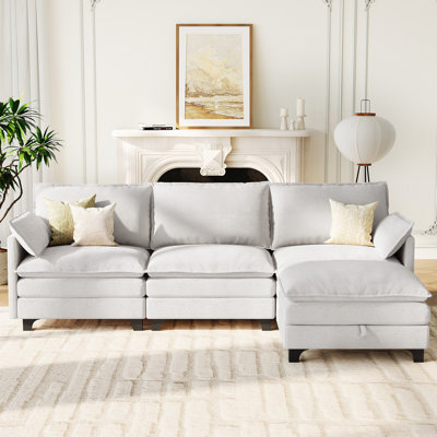 105.9'' Wide L-Shaped Comfy Cloud Couch - Chenille Upholstered 4-Seater Sofa for Your Living Room