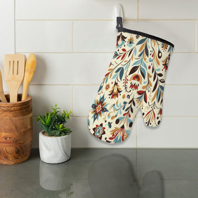 Vintage Petal Groove Oven Mitt Cotton Twill