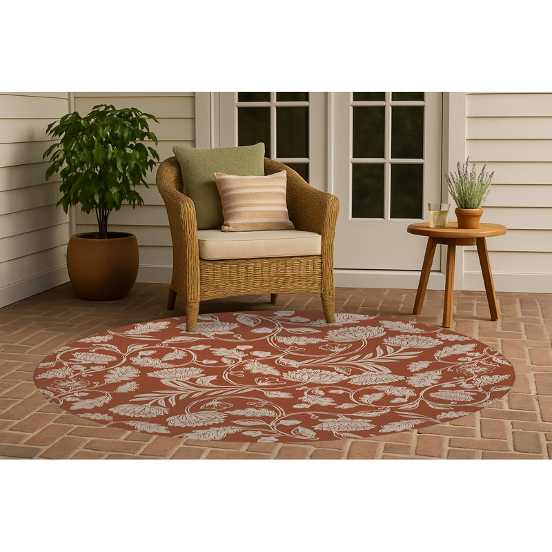 Tapis d'extérieur antidérapant Autumn Vines, Rond 5 pi