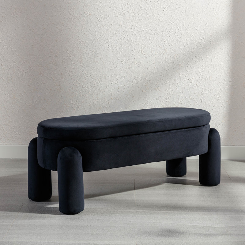 Banc de rangement Lolanda, Velours noir
