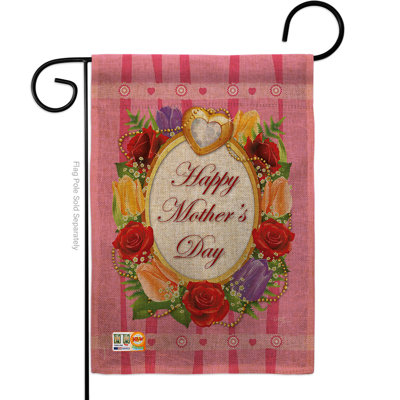 Double Sided 18.5 in. H x 13 in. W Burlap Mother's Day Garden flag