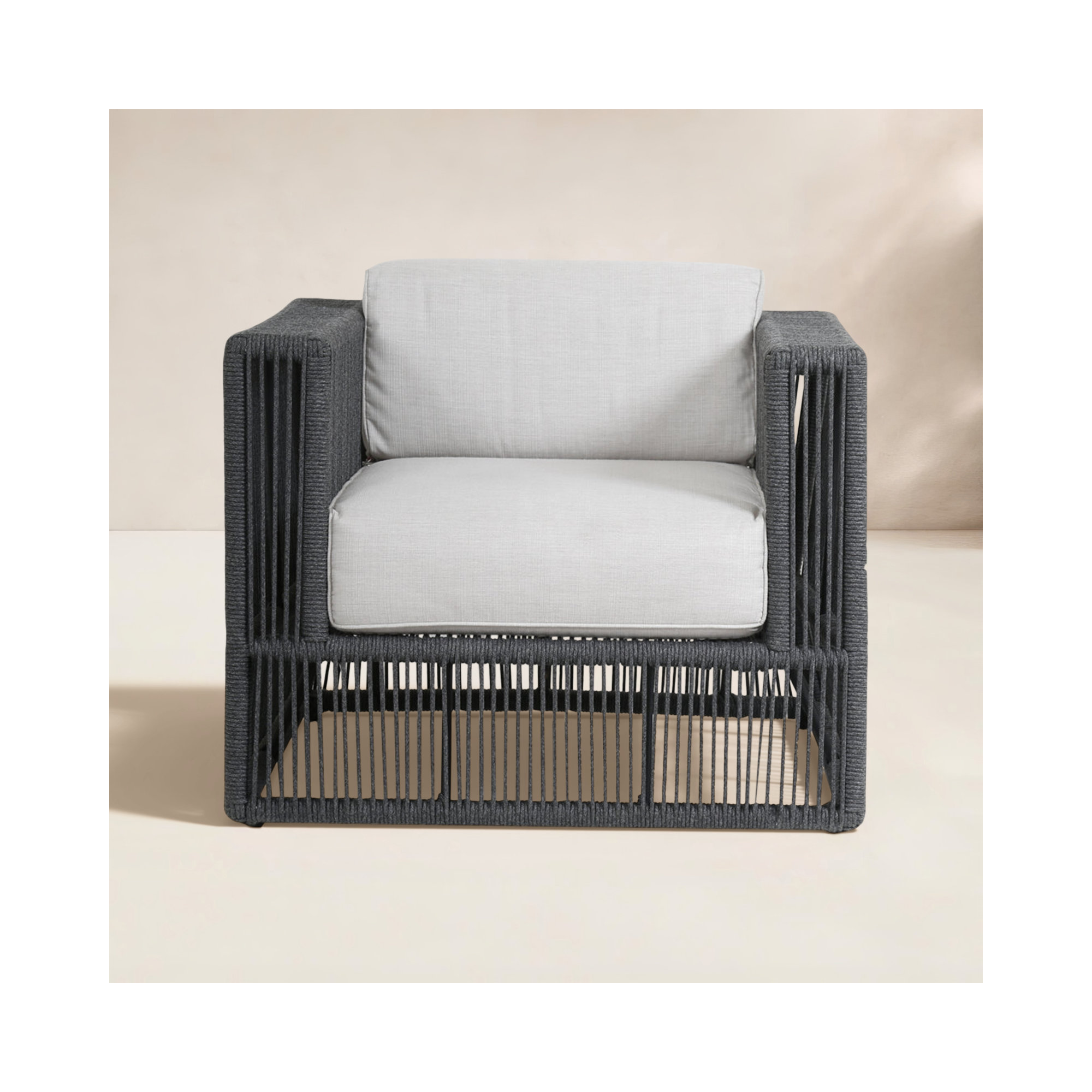 Outdoor Lounge Chair , Sunbrella® Cushions Included, Echo Ash, Black