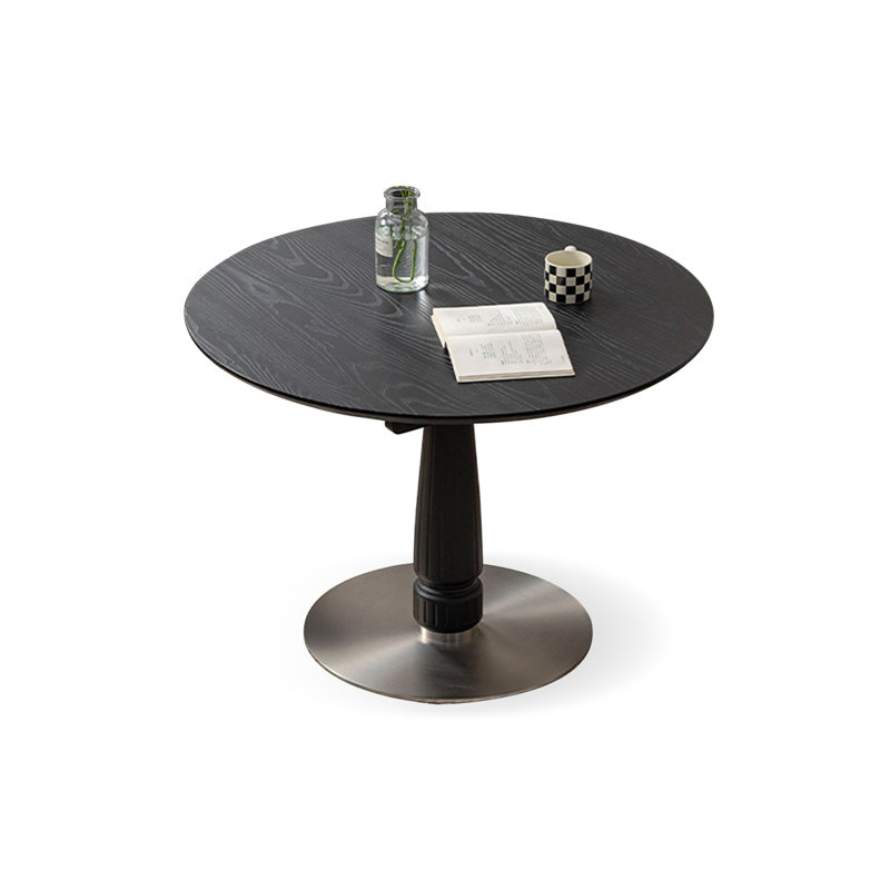Table de salle à manger ronde noire en bois massif, H 29,53 po x L 39,37 po x l 39,37 po