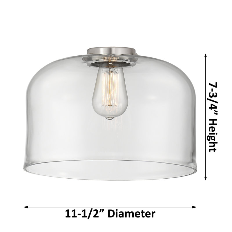 Donaldson 1-Light 12" Flush Mount, Matte White, Brushed Brass, 6 Watt Vinage LED Bulb