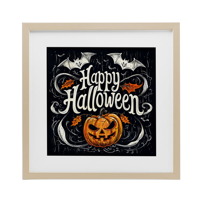 «Happy Halloween with Ornate», reproduction encadrée sous verre, design by Creative Studio, H 16 po x l 16 po