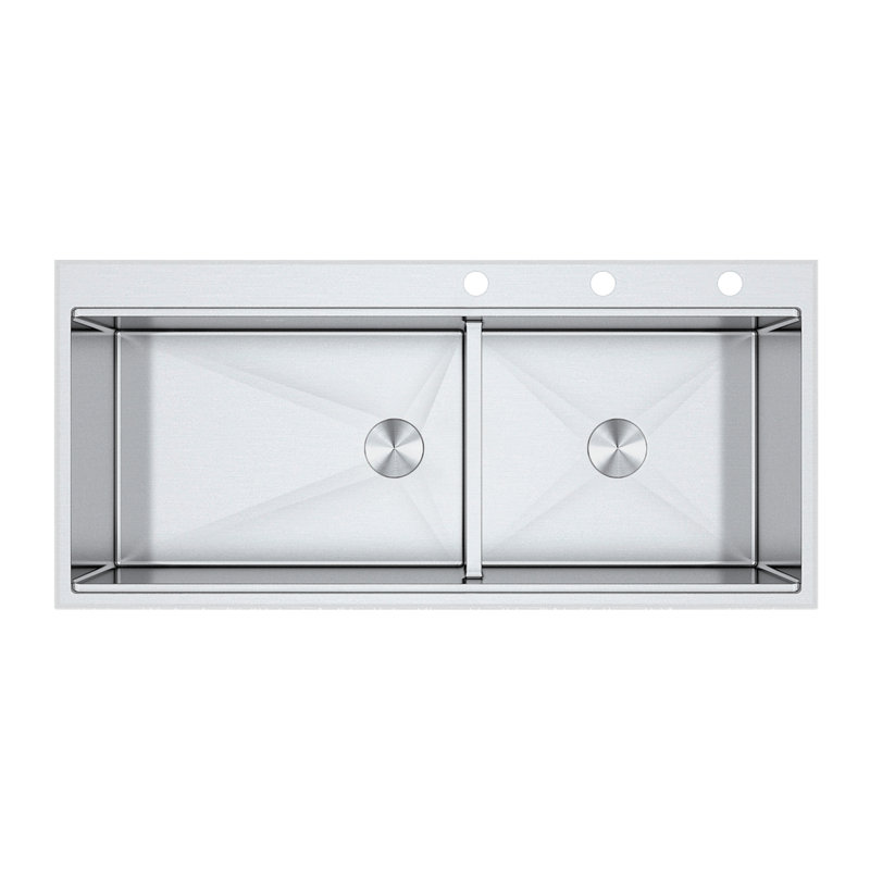 CozyBlock 48'' L Double Bowl Stainless Steel Kitchen Sink, Stainless Steel