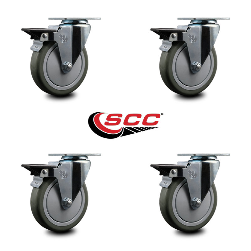 Roulettes de frein pivotantes en poly Posi, gris