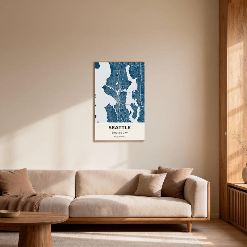 «Scenic & Cityscapes Seattle City Map», reproduction d'art, H 18 po x l 12 po