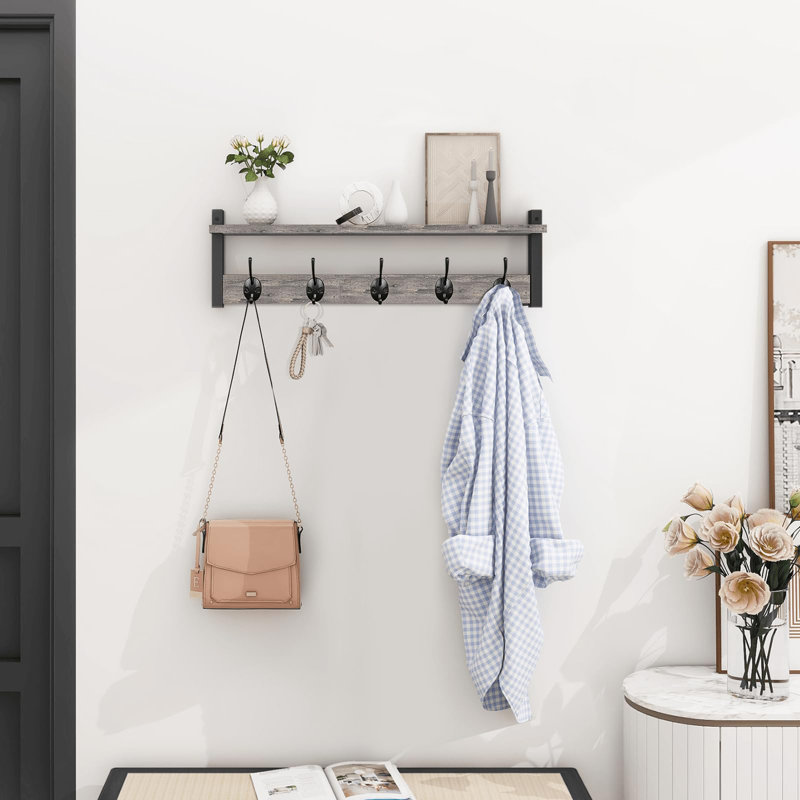 Portemanteau mural avec rangement, Noir/gris