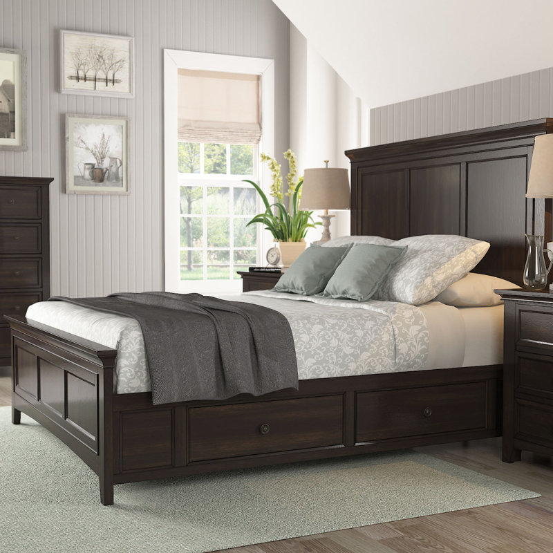 Lit plateforme avec rangement Melfa, Grand, Noir antique