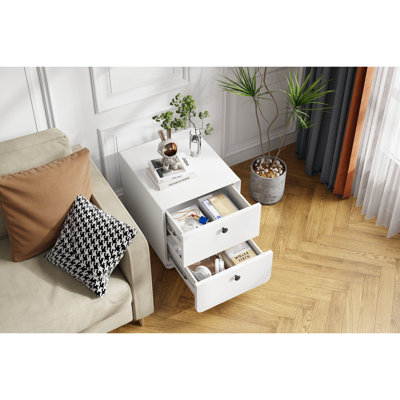 Armoire de rangement moderne à 2 tiroirs White Steel Modern