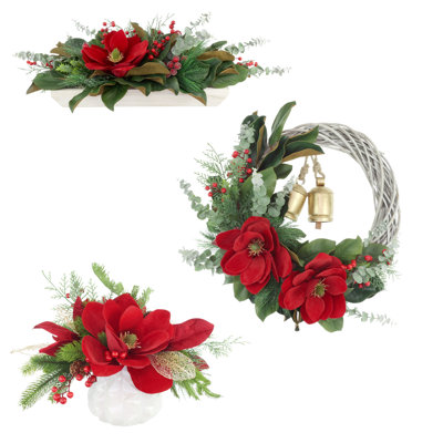 Ensemble de Noël Magnolia avec couronne et centres de table