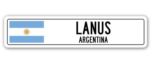 Plaque de rue Lanus, drapeau argentin en aluminium, H 4 po x l 18 po x P 1 po