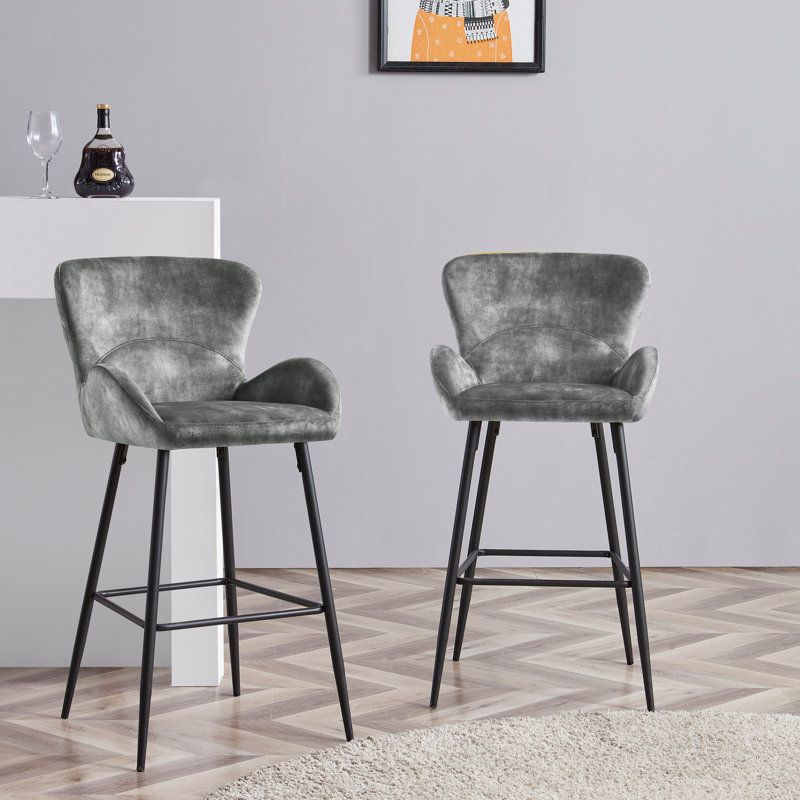 Tabouret de bar 29,53 po Ferrier, Velours gris