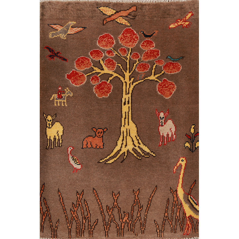 Tapis brun à motif oriental Kazak