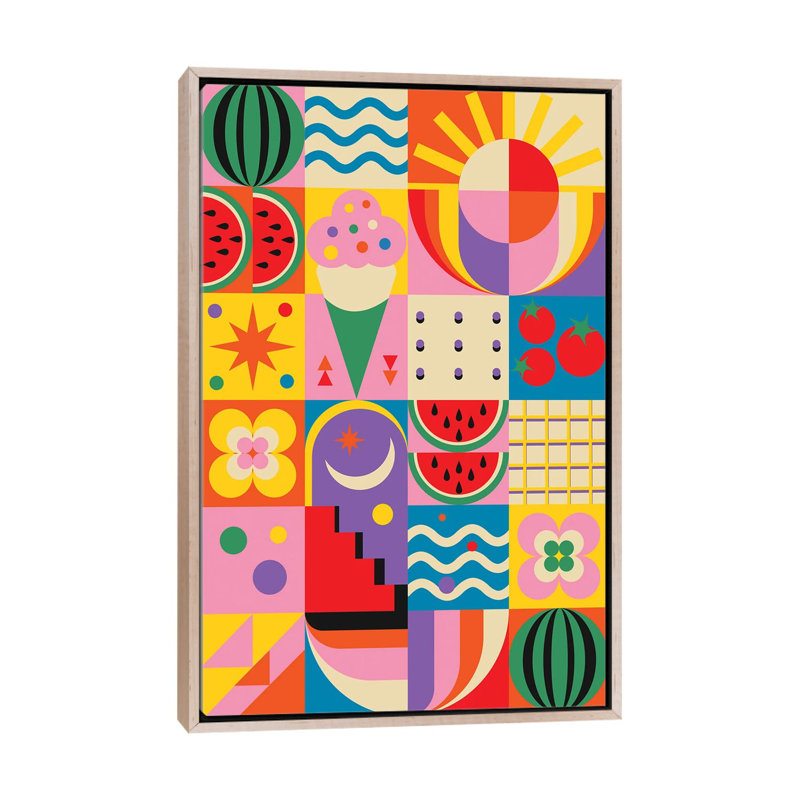 «Summer Time», reproduction d'art sur toile encadrée, H 26 po x l 18 po, Toile à cadre flottant sans passe-partout, Beige