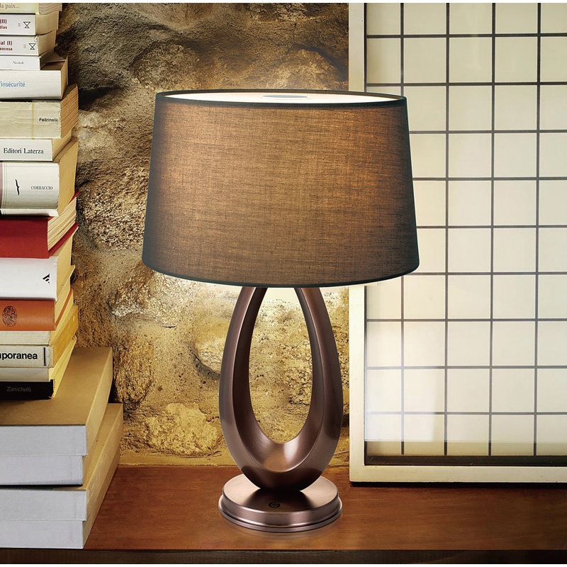 Lampe de table avec USB, Bronze améthyste, Marron, H 20,59 po x l 13,39 po x P 13,39 po