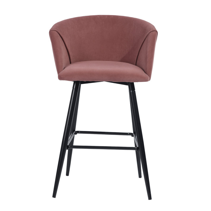 Meurer Upholstered Counter Stool with Metal Frame, Rose