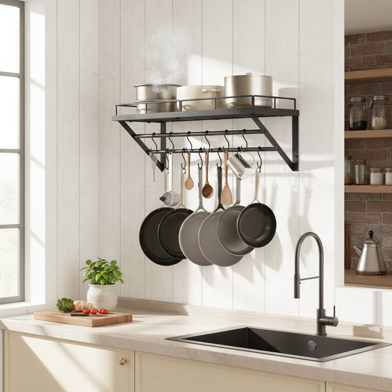 Metal Rectangle Wall Mounted Pot Rack
