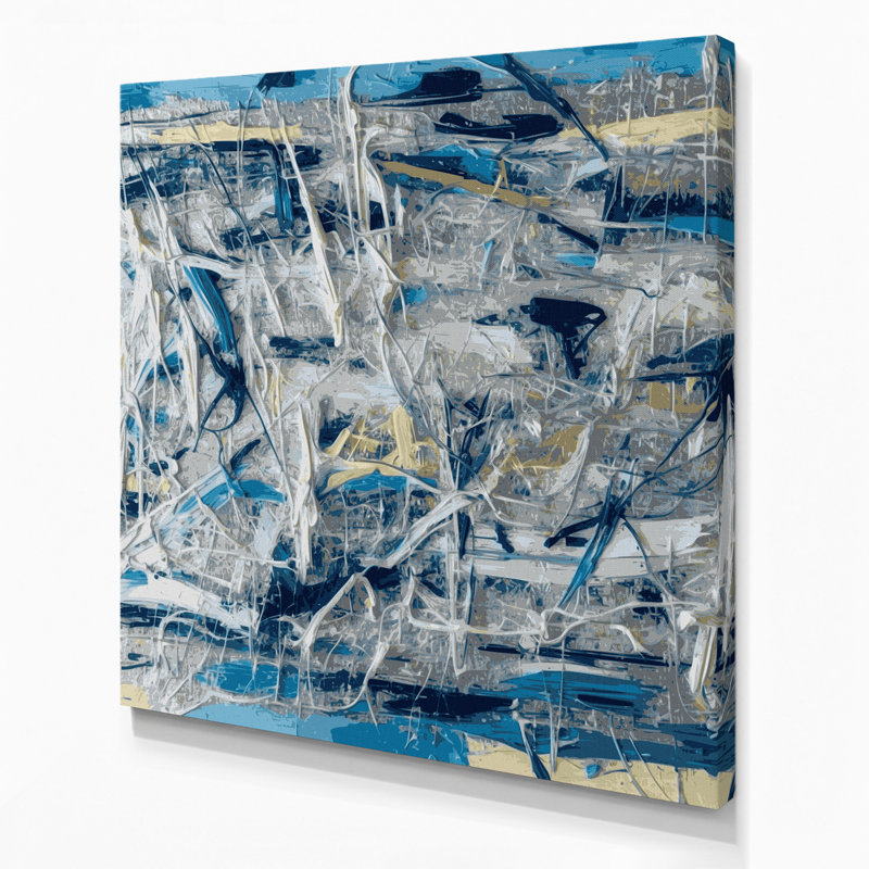 Neo Expressionism 35 Blue Canvas Wall Art, 16" H x 16" W