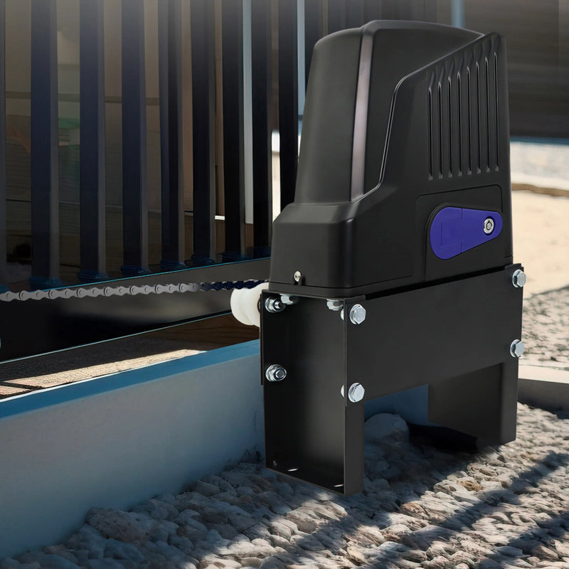 ALEKO Black Chain-Driven Sliding Gate Opener Kit with Remotes