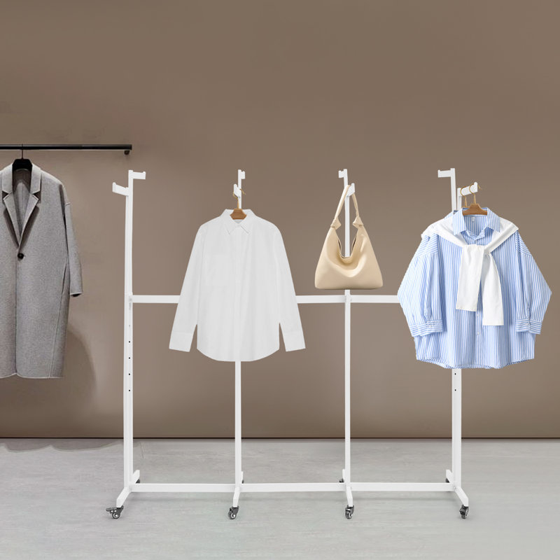 Support à vêtements en métal avec 8 accoudoirs, Blanc