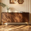 Armoire d'appoint moderne brun noisette + bois massif doré + fer-1010603742