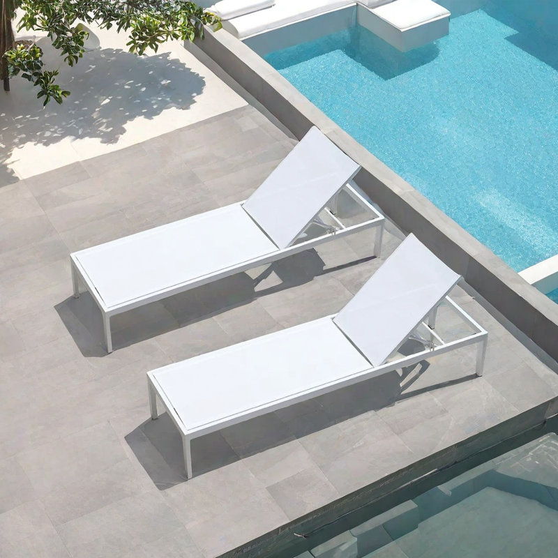Chaise longue d'extérieur en tissu
