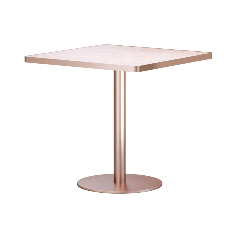 Table bistro de 31,5 pouces avec plateau en faux marbre Squard Modern, Rose Pink, Pink