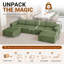 Modular Corduroy Boneless Sofa With 2 Ottomans, No Assembly Required, With High Rebound Sponge-132209310-132209313