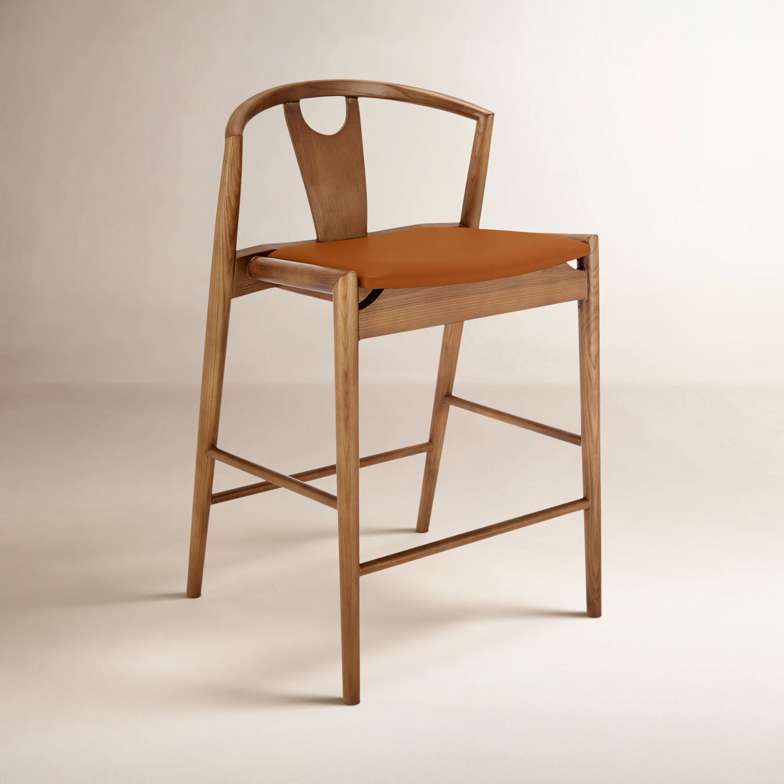 Ambra Vegan Leather Counter Stool, Dark Tan/Brown