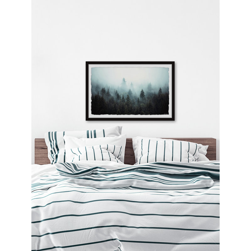 Foggy Pine Forest - Print, Black Picture Frame Paper, 38cm H x 45cm W x 3.81cm D