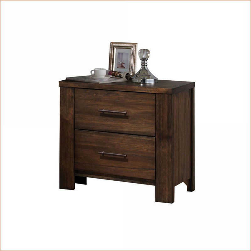 Merrilee Oak Finish 2-Drawer Bedroom Nightstand