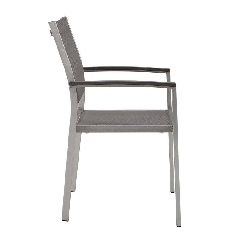 Chaise de patio d'extérieur en maille et aluminium Shore, Gris / Argent